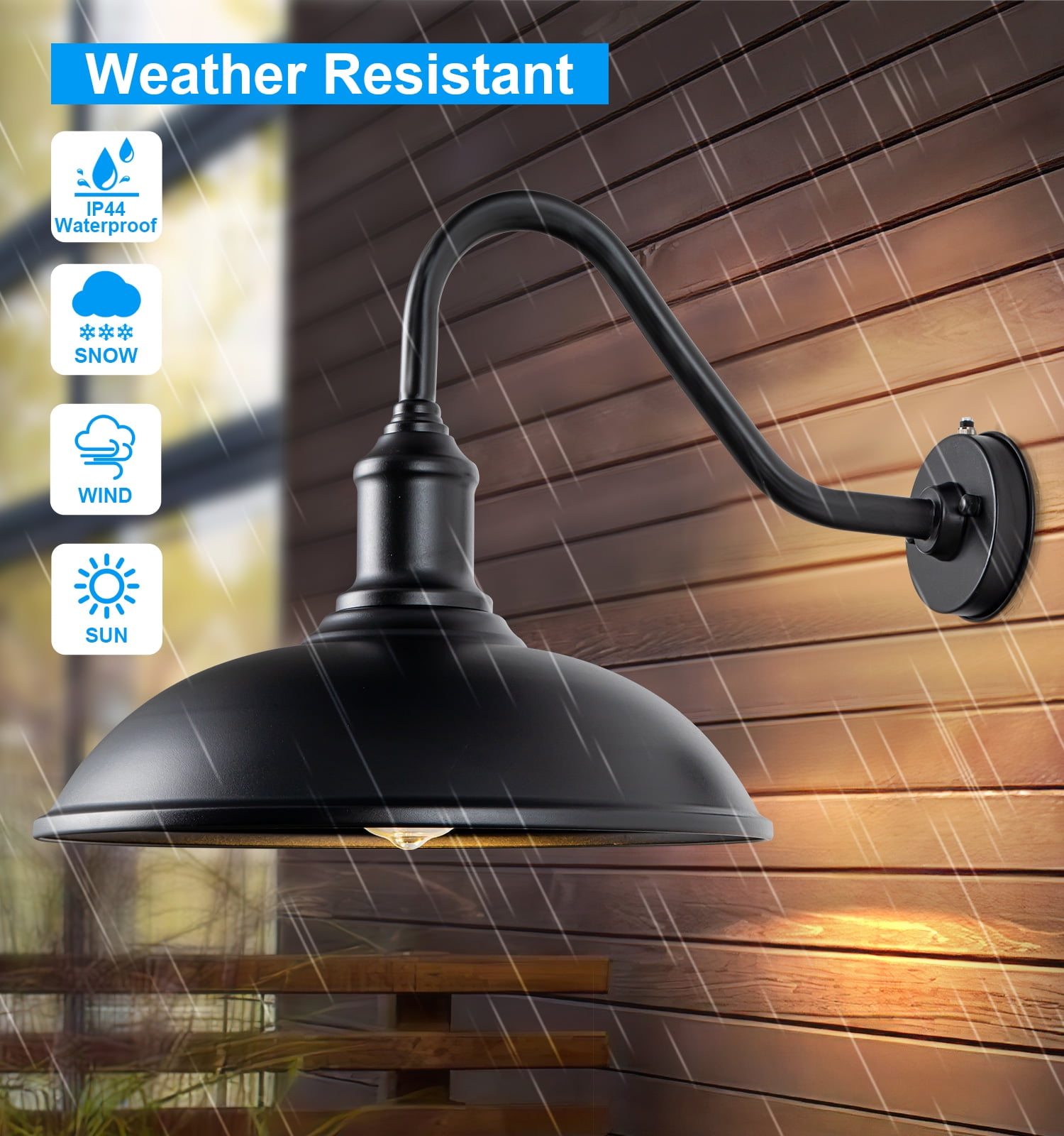 FORMAIMI 15" Black Dusk to Dawn Outdoor Wall Lights,  Gooseneck Barn Light forPatio,Garage