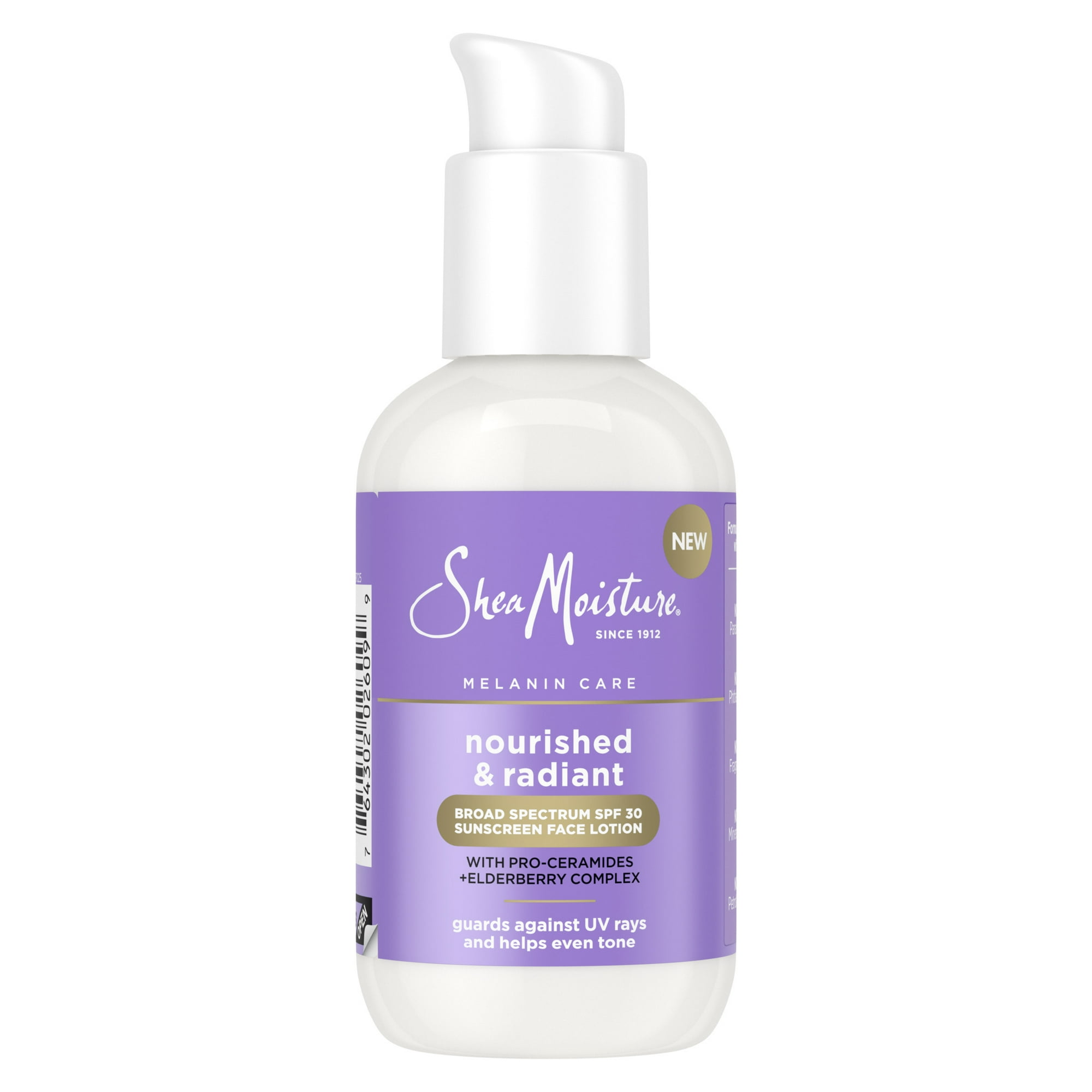SheaMoisture Melanin Care SPF 30 Sunscreen Face Lotion Even Tone, Nourished & Radiant with Pro-Ceramides + Elderberry Complex, 3 oz