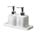 thumbnail image 1 of Juego de dispensador de jabón con textura de mármol elegante, 2 dispensadores de jabón de resina y 1 bandeja, juego de accesorios de baño, 1 of 4