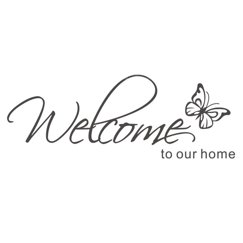 LovingIn XQ1 Butterfly Pattern Welcome to Our Home Quotes Saying Vinyl Wall Sticker, 71X21cm