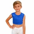 thumbnail image 6 of Gunia Girls Sequin Top Glitter Sleeveless Crop Dance Blouse Performance Dancewear Party Sparkly Tops For Girl Blue, 6 of 6