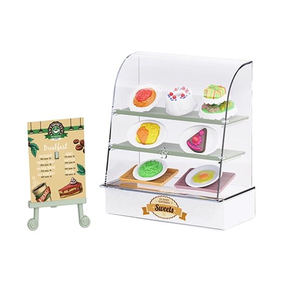 Plastic Miniature Bakery Shop Scene Decoration Set with Cake Display and Play Food Toy for Craft Model Project Display