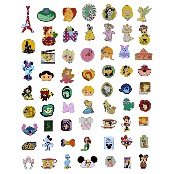Disney Metal Girl Theme Button Pins, 10 Pieces