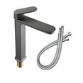 thumbnail image 6 of Matte Grey Single Hole Bathroom Faucet Slate Design 11.7" H Heavy Duty Brass Tap w/Supply Lines| Renovators Supply, 6 of 7