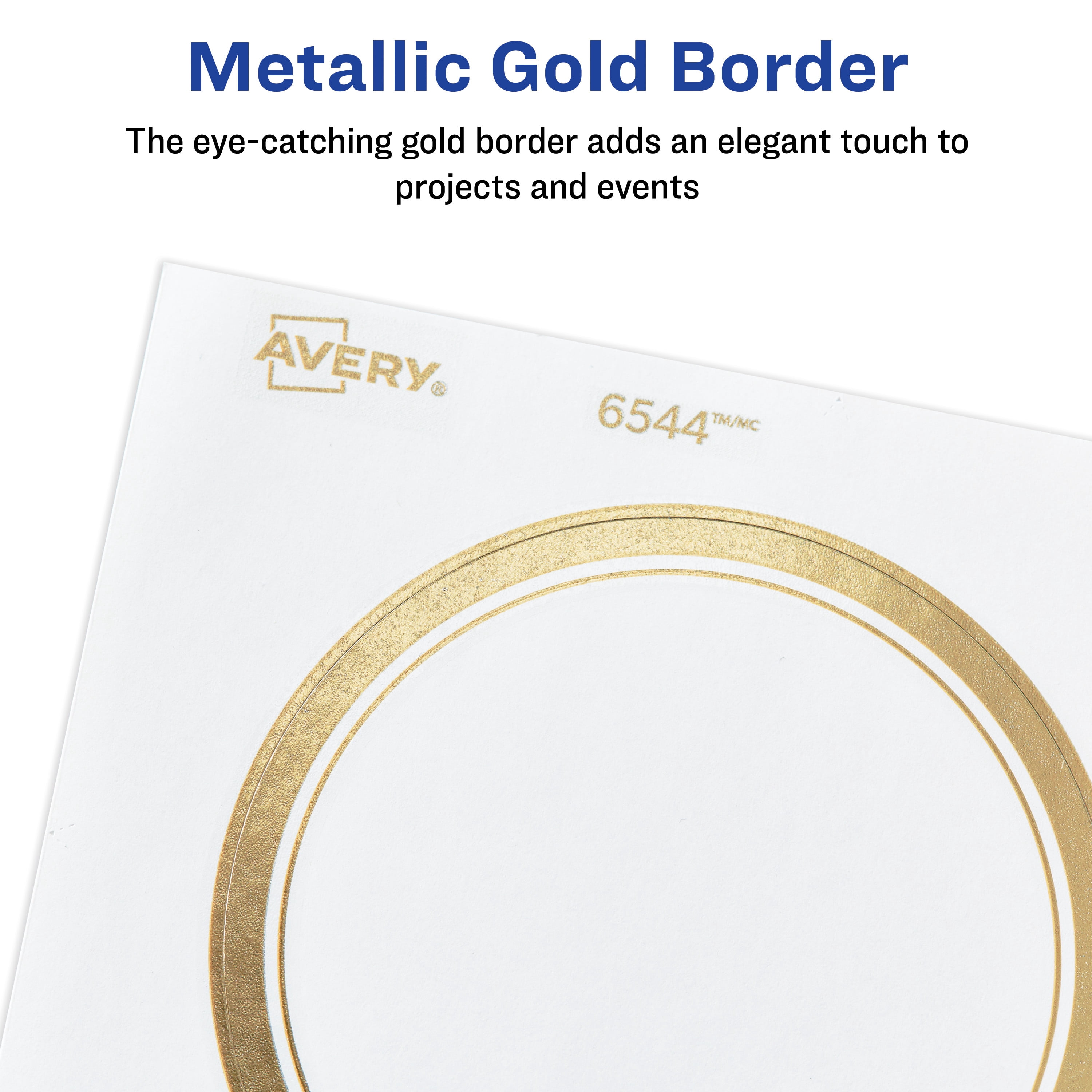 Avery Labels with Gold Borders, 3" Round, 60ct (6544)