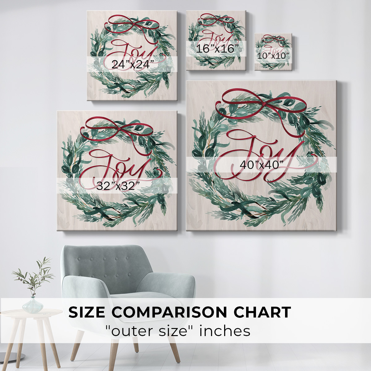 Joy Ribbon Wreath- Gallery Wrapped Canvas