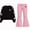 Watermelon Red, variant on WAVSUF Long Sleeve Sets for Girls 2 Piece Crew Neck Sweatshirt and Flare Leg Pants Fall Daily Casual Clothes 5