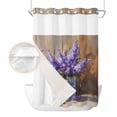 thumbnail image 2 of Lavender No Hook Shower Curtain Waterproof, Bathroom Curtains with Snap in Liners and See Through Top Window, Spring Floral Purple Watercolor Vintage Hotel Style Bathtub Curtains Shower 72"Wx96"L, 2 of 8