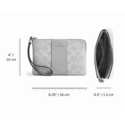 Coach Women's Small Corner Zip Wristlet in Signature Canvas (Walnut / Black)