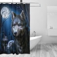thumbnail image 2 of Coolnut Wolves Night Waterproof Bath Shower Curtains for Kids Bathroom Decoration Set with Hooks 60x72 Inches, 2 of 5