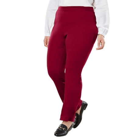 Plush Bootcut Pants - Plus Size Tall Bootcut Ponte Stretch Knit Pant