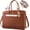 Deep Brown-1, variant on Laptop Tote Bag for Women, PU Leather Work Bag Waterproof Briefcase Handbag for Teacher Business with Silk Scarf