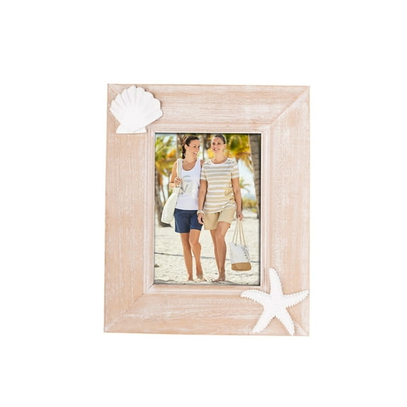 Wood Shell & Starfish Photo Picture Frame