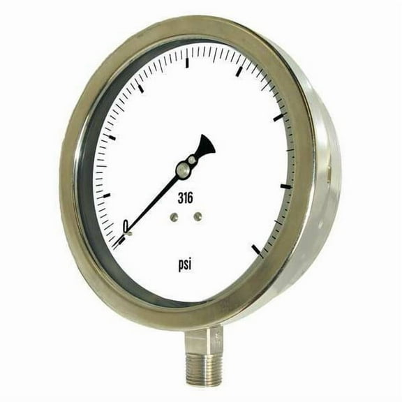 Pic Gauges Vacuum Gauge,Heavy Duty,6 In,30-0 Hg 6001-4LA