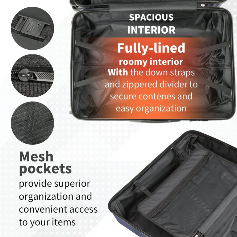 SUGIFT 3 Piece Suitcase Luggage Set with TSA Lock, Blue - Walmart.com