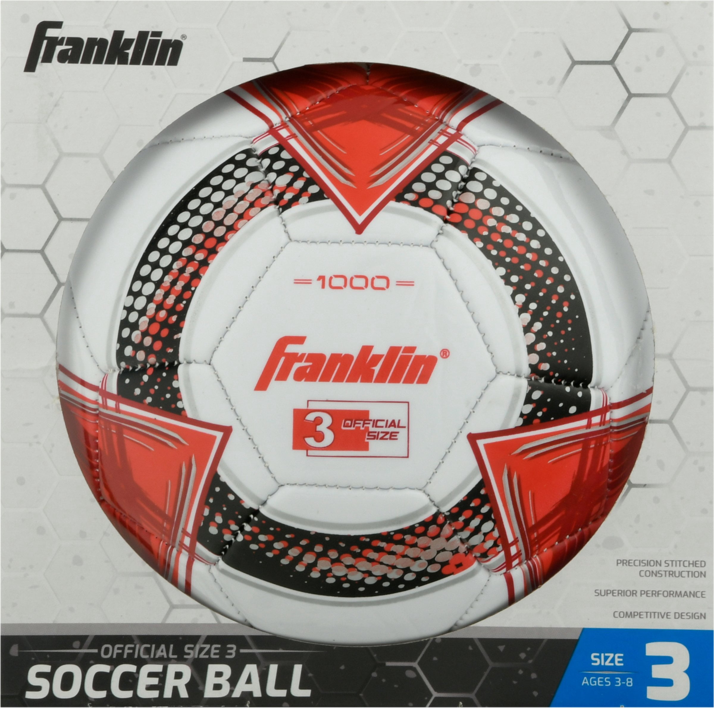 Franklin Sports 6350 Soccer Ball, Size 3, Black, Blue and White