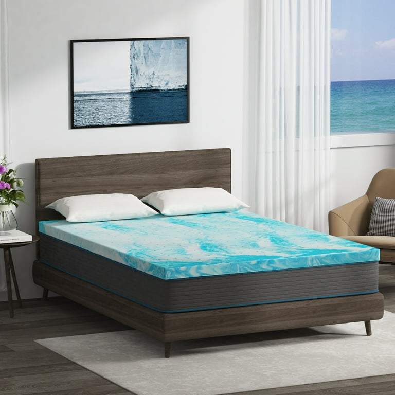 EGO HOME 4 inch Cooling Gel Memory Foam Mattress Topper Cal King