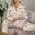 thumbnail image 6 of Lsque Milk Tea Pattern Long Sleeve Pajama Set for Women - Soft 2-Piece Sleepwear and Loungewear Set with Pockets, Comfy Nightwear-Medium, 6 of 7