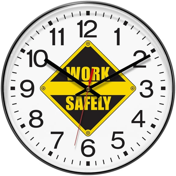 Infinity Instruments Prosaic ITC Work Safely Wall Clock, Black, 12"
