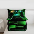 thumbnail image 4 of Gamer Comforter Set Queen,Gaming Bedding,Video Games Controller Gamepad Bedding Comforter Sets Neon Glowing Square Geometric Grid Green Bedroom Decor Duvet Insert, 4 of 7