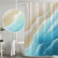 thumbnail image 5 of Blue Ombre Beach Shower Curtain, Waterproof Shower Curtains for Bathroom, Ocean Coastal Gradient Waves Summer Washable Fabric Bathtub Curtain Set Bath Decor with 12 Hooks 48"x72", 5 of 8