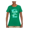 thumbnail image 2 of Wild Bobby, Faith Over Fear, Inspirational/Christian, Women Graphic Tee, Kelly, Small, 2 of 4