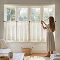 thumbnail image 3 of Tier Curtains 24 Inch for Small Window Linen Blend Cafe Curtains Farmhouse Rustic Half Window Drapes for Kitchen Living Room Bedroom Light Filtering Rod Pocket 2 Panels Neutral Crude, 3 of 8