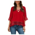 thumbnail image 3 of Fesfesfes Mama Tshirt Women's Short Sleeves Casual Tops V- Neck Solid Color Blouse T-shirt Womens Fashion 2024 L(US:8), 3 of 9