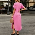 thumbnail image 4 of Tqcoqu Women's V Neck Short Sleeve Side Slit Loose Maxi Casual Dresses with Pockets,Hot Pink Women's S-XXL, 4 of 9