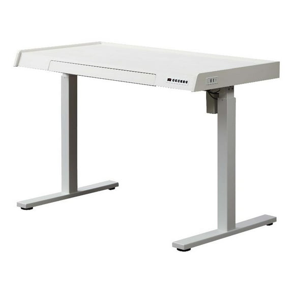 Pemberly Row 48" Electric Height Adjustable Standing Desk with Drawer in White