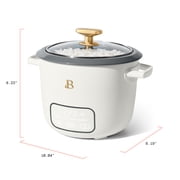 Beautiful 6-Cup Cooked, 3-Cup Uncooked Digital Electric Rice and Grain Cooker with Glass Lid and EverGood Ceramic Nonstick Coating, White Icing by Drew Barrymore