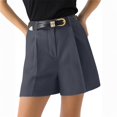 thumbnail image 5 of WULMLEO Womens Shorts Dressy High Waisted Wide Leg Bottoms Pleated Business Casual Work Trouser Shorts Without Belts Dark Gray XL, 5 of 8