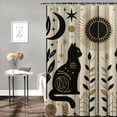 thumbnail image 2 of Shangniulu Boho Mid Century Shower Curtain Cute Cat Shower Curtain for Bathroom with Hooks Minimalist Abstract Fabric Shower Curtain, 2 of 6