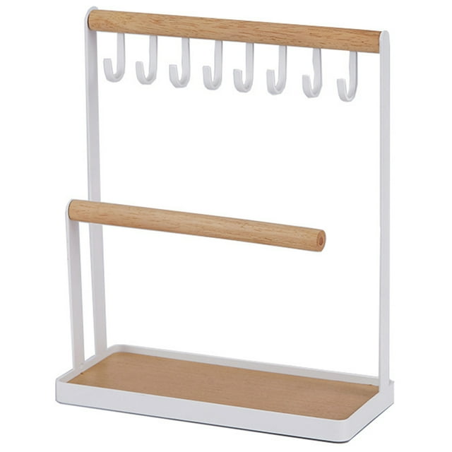 Coofit Jewelry Hanger Multi-purpose Wooden Jewelry Display Holder Desk Storage Rack