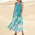 thumbnail image 2 of JULMCOMO Summer Dresses for Women 2024 Round Neck Casual Boho Long Dress Floral Print Plus Size Sleeveless Maxi Dress with Pocket, 2 of 5