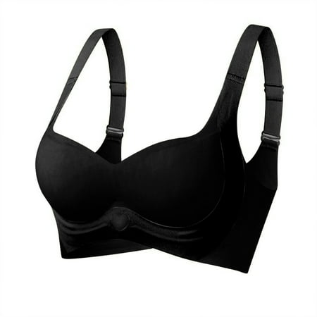 Gnurob Sports Bras for Womens  Seamless Bralettes Push Up Bralette No Underwire Brassiere Full Support Sprot BraBeauty Back Smoothing Bra Clearance Saving Black Large