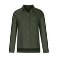 thumbnail image 4 of FAVIPT Womens Plus Size Linen Long Sleeve Shirt Summer Lapel Button Down Shirts Lightweight Gauze Tops Work Blouses 2025 Army Green,XXXXXL, 4 of 8