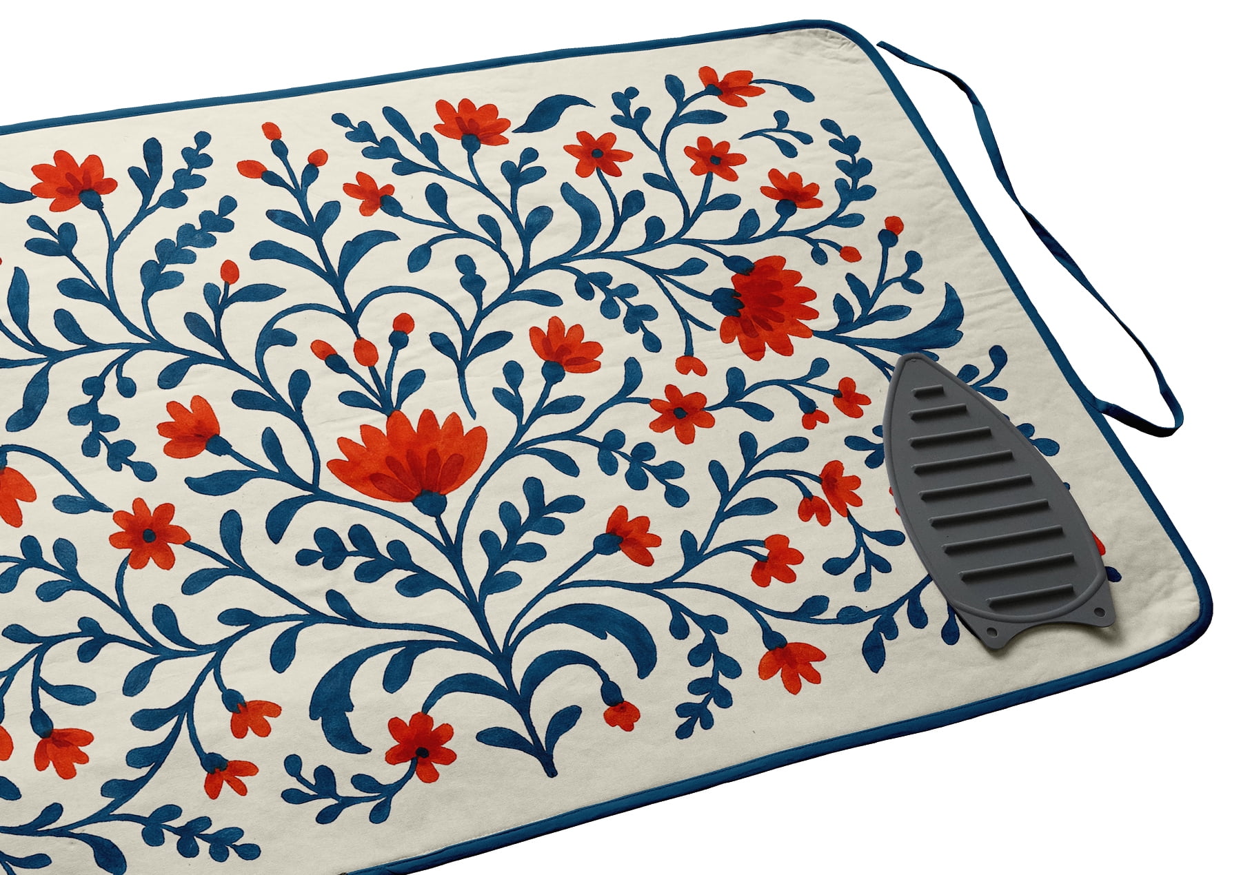 Vargottam Portable Ironing Mat - 28"x48" Foldable Cotton Ironing Pad with Silicone Rest & Magnetic Corners - Travel-Friendly, Space-Saving Iron Board Alternative for Small Homes, Dorms, RVs - Floral