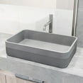 thumbnail image 4 of VIGO Cypress Modern Gray Concreto Stone 21 in. L x 14 in. W x 5 in. H Rectangular Fluted Bathroom Vessel Sink, 4 of 10