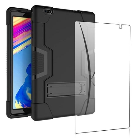 FIEWESEY for Vankyo matrixpad S20 Case,Shockproof Rugged Case for Facetel Q3 Pro/TOSCIDO P20/P101/TOPELOTEK MID1001S/VUCATIMES N20/DUODUOGO Tbalet 10 Inch+Screen Protector (Black/Black, 1 Pack)