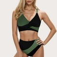 thumbnail image 2 of Dezsed Women's Bikini Sets Two Piece Swimsuit High Waisted V Neck Wrap Front Adjustable Spaghetti Straps Bathing Suit Green M, 2 of 4