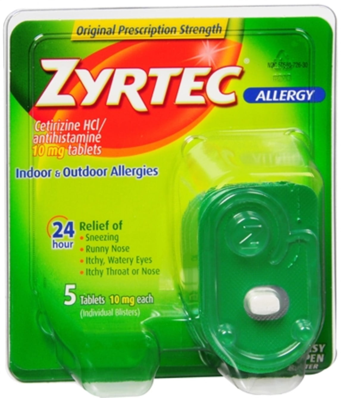 Zyrtec Allergy 10 mg Tablets 5 ea (Pack of 6)