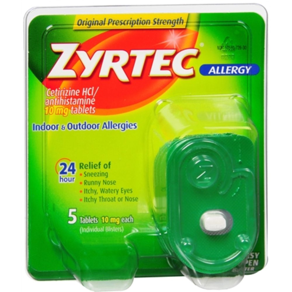 Zyrtec Allergy 10 mg Tablets 5 ea (Pack of 4)