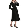 thumbnail image 4 of INSPIRE CHIC Women's A-Line Sweater Dress 2025 V Neck Long Sleeve Ribbed Knit Dresses M Black, 4 of 5