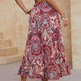 thumbnail image 4 of Falda de cintura alta de verano para mujer, falda informal de moda con dobladillo con volantes y estampado de verano para citas, fiestas y viajes, 4 of 6
