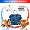 thumbnail image 4 of Blue and Black Wavy Checkered Pattern Insulated Leakproof Lunch Box for Women, Large Lunch Bag for Tween Teen Adult, Loncheras Para Mujer for Work Beach Travel Picnic Camping, 4 of 5
