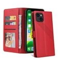 thumbnail image 4 of Feishell Case for Apple iPhone 13 6.1 inch,Premium PU Leather Magnetic Clasp Folio Flip Kickstand Shockproof Wallet ID Credit Card Slots Cash Pocket Phone Case,Red, 4 of 12