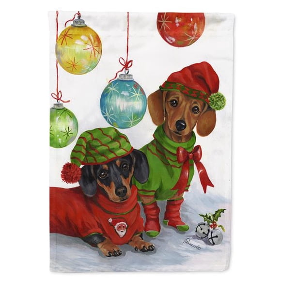 Drapeau de Maison en Toile Dachshund Christmas Jingle 28 x 0,01 x 40 Po