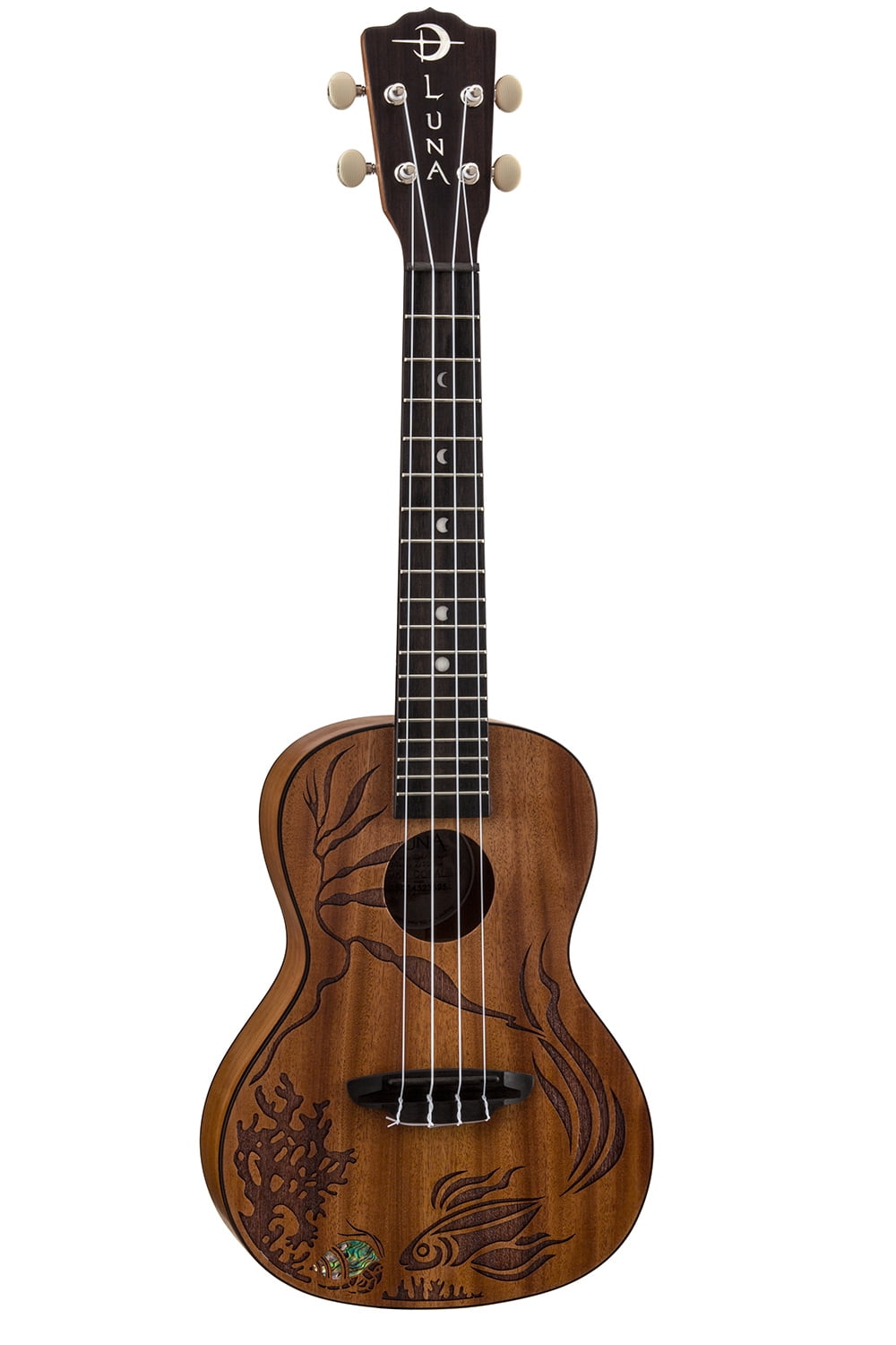 Luna Guitars Concert Ukulele UKE CORAL,Solid Mahogany, Tweed Case Bundle