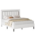 thumbnail image 6 of 4 EVER WINNER Full Bed Frame with Headboard, Bed Frame Full Size with Wooden Slats Support, Diamond Vertical Stripe Design, Mattress Foundation, No Box Spring Needed, White, 6 of 7